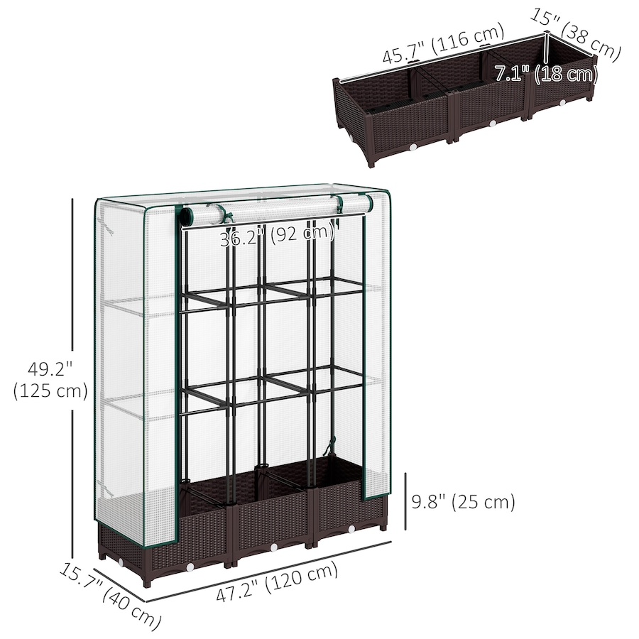 Image 988025_ALTMORE2.jpg, Product 988-025 / Price $114.99, Outsunny Plastic Raised Bed with Trellis and PE Cover, 47 x 16 x 50 in from Outsunny on TSC.ca's Home & Garden department