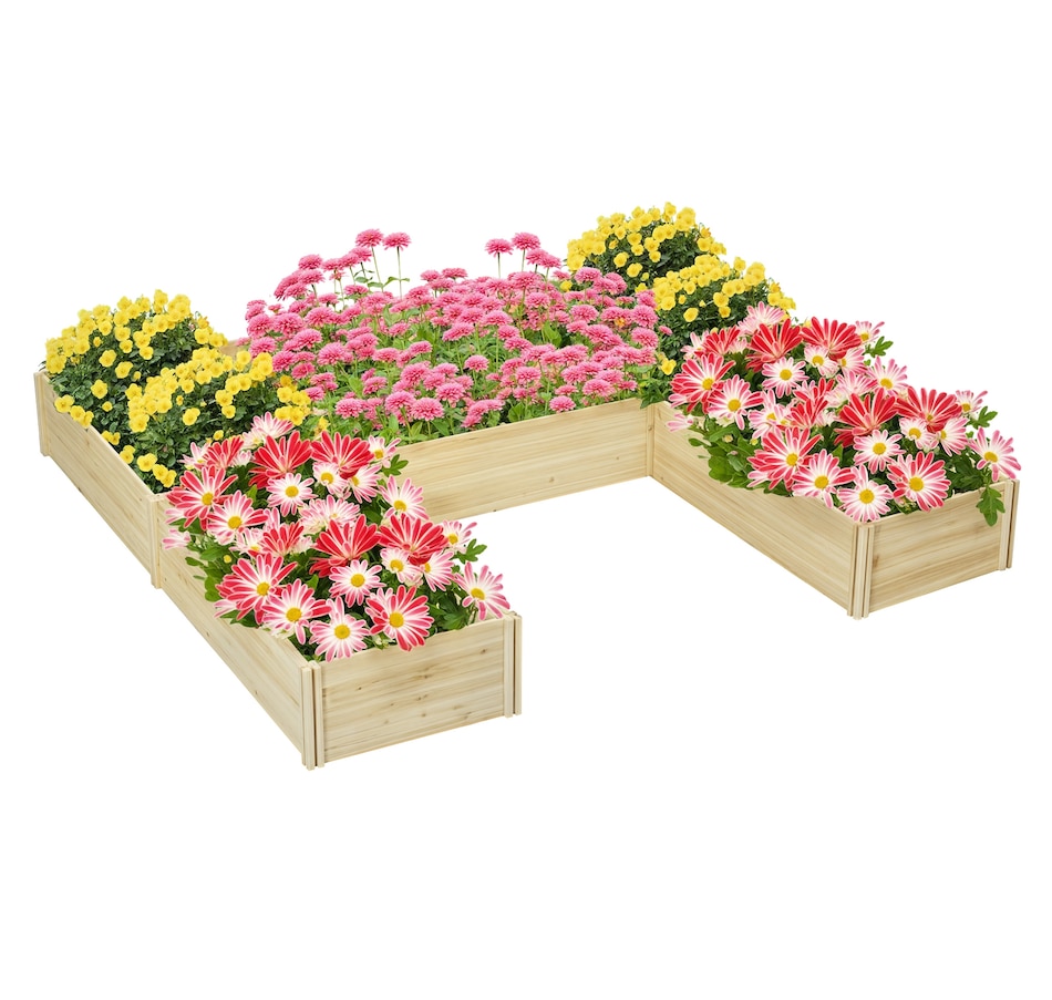Image 988029.jpg, Product 988-029 / Price $144.99, Outsunny DIY 5-box Raised Garden Bed Flower Bed Set, Natural Wood from Outsunny on TSC.ca's Home & Garden department