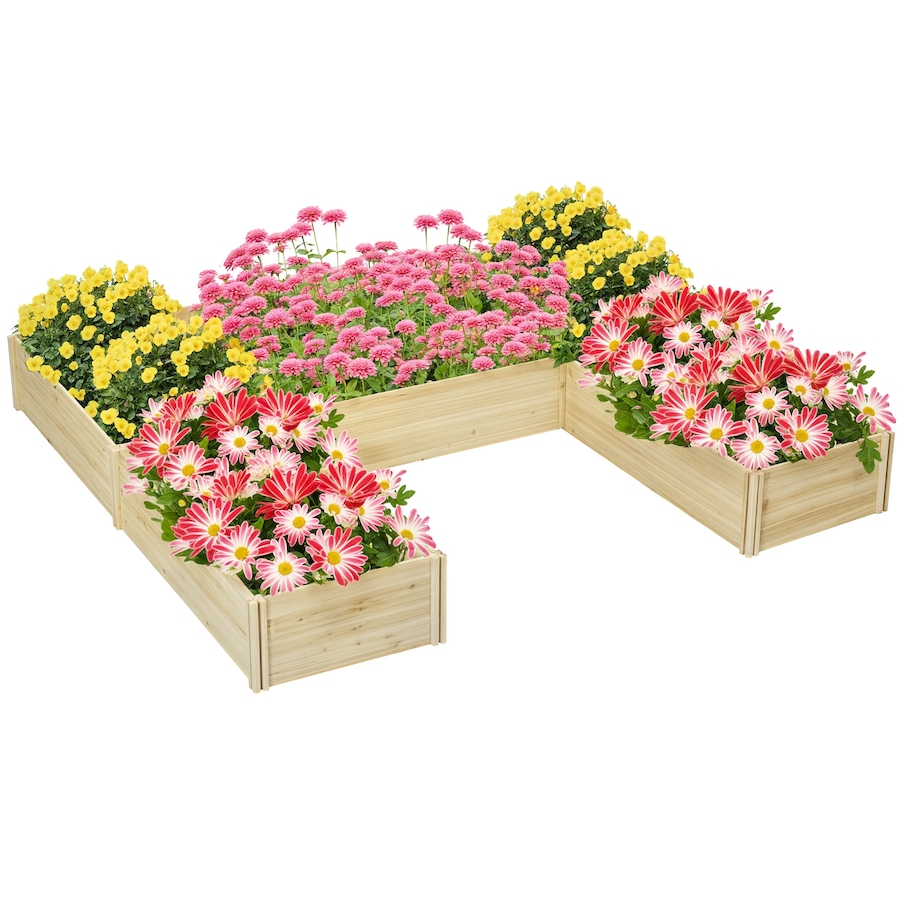 Image 988029.jpg, Product 988-029 / Price $129.99, Outsunny DIY 5-box Raised Garden Bed Flower Bed Set, Natural Wood from Outsunny on TSC.ca's Home & Garden department