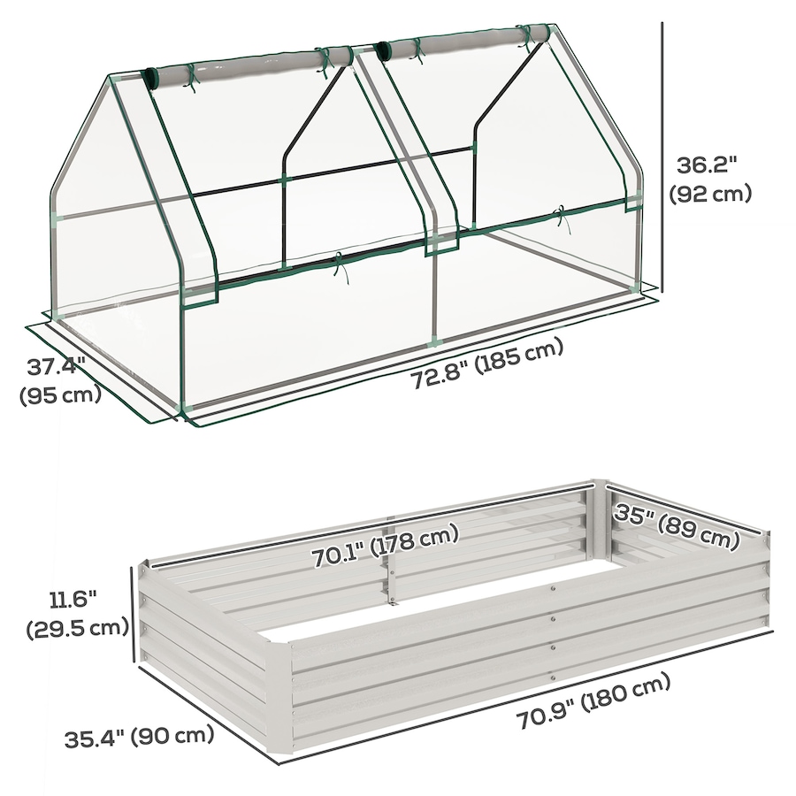 Image 988030_ALTMORE2.jpg, Product 988-030 / Price $79.99, Outsunny 6' x 3' Raised Garden Bed with Small Greenhouse, Clear and Silver from Outsunny on TSC.ca's Home & Garden department
