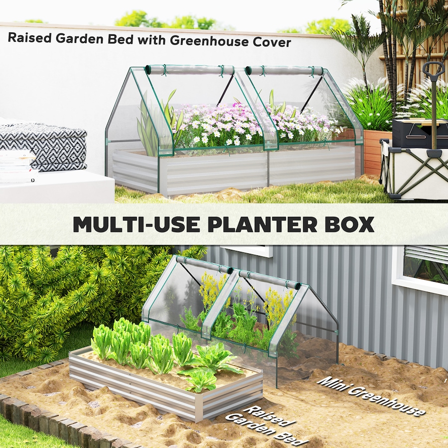 Image 988030_ALTMORE3.jpg, Product 988-030 / Price $79.99, Outsunny 6' x 3' Raised Garden Bed with Small Greenhouse, Clear and Silver from Outsunny on TSC.ca's Home & Garden department