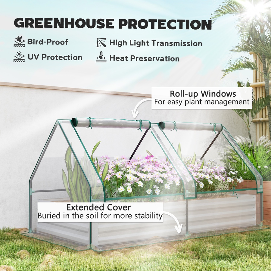 Image 988030_ALTMORE4.jpg, Product 988-030 / Price $79.99, Outsunny 6' x 3' Raised Garden Bed with Small Greenhouse, Clear and Silver from Outsunny on TSC.ca's Home & Garden department