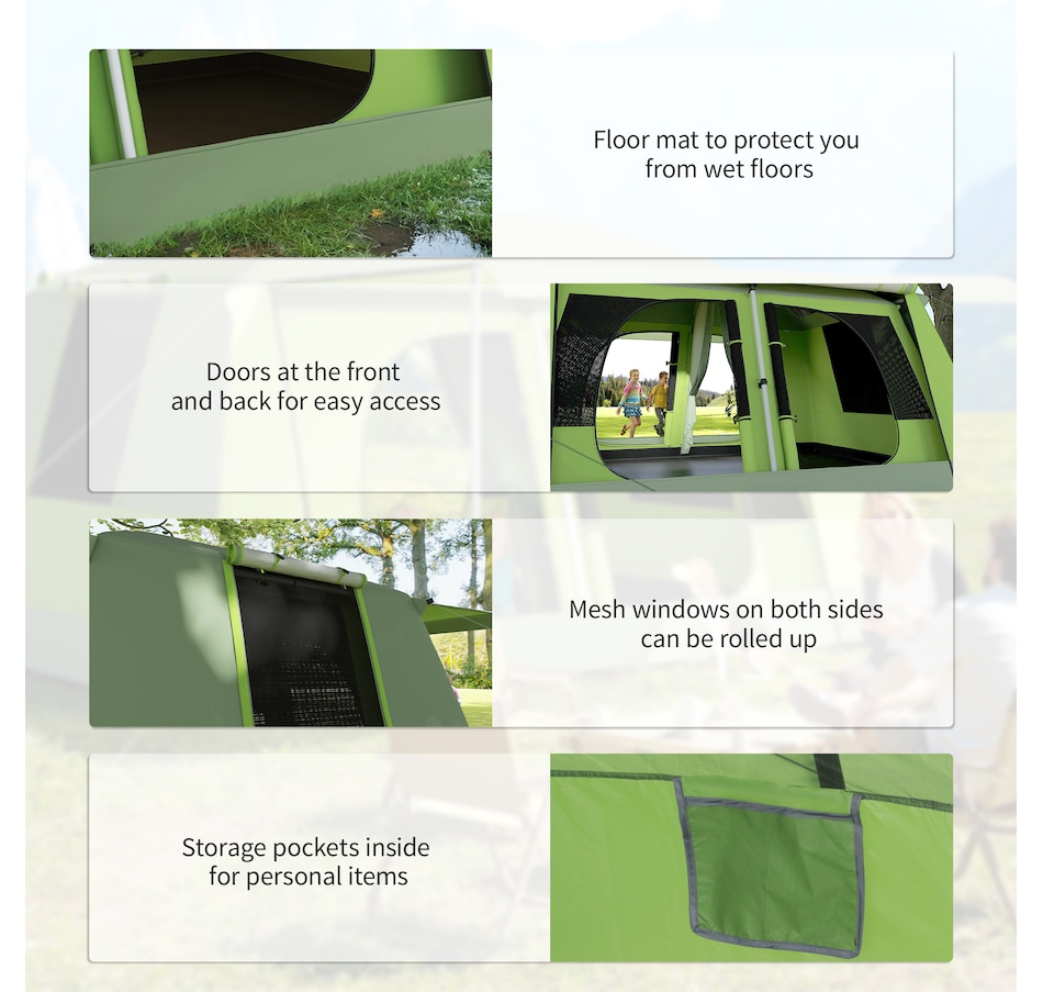 Image 988035_ALTMORE5.jpg, Product 988-035 / Price $239.99, Outsunny 4 Person Camping Tent, 2-Room Dome Tent with Porch, Green from Outsunny on TSC.ca's Health & Fitness department
