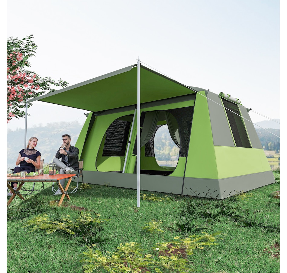 Image 988035_ALTMORE7.jpg, Product 988-035 / Price $239.99, Outsunny 4 Person Camping Tent, 2-Room Dome Tent with Porch, Green from Outsunny on TSC.ca's Health & Fitness department