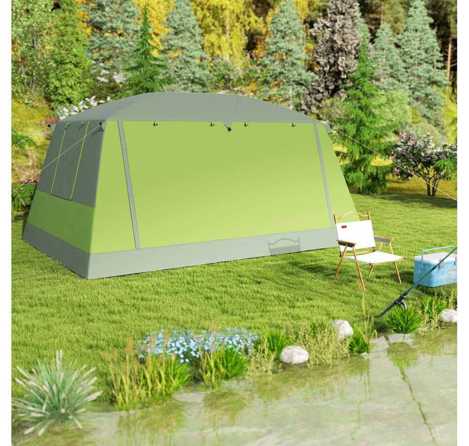 Image 988035_ALTMORE8.jpg, Product 988-035 / Price $239.99, Outsunny 4 Person Camping Tent, 2-Room Dome Tent with Porch, Green from Outsunny on TSC.ca's Health & Fitness department