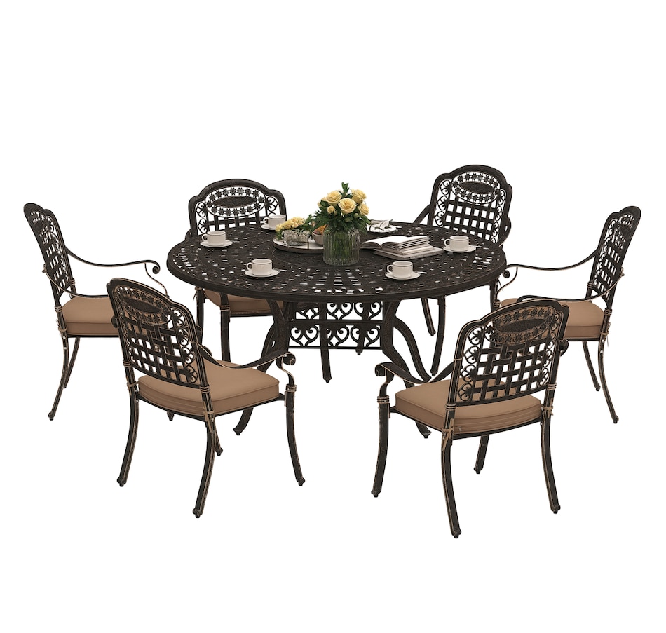 Image 988037.png, Product 988-037 / Price $1,399.99, Outsunny 7 Pieces Patio Dining Set for 6, Aluminum Patio Table and Chairs from Outsunny on TSC.ca's Home & Garden department