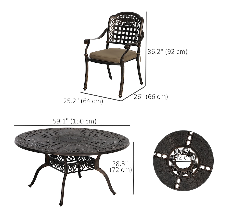 Image 988037_ALTMORE2.jpg, Product 988-037 / Price $1,399.99, Outsunny 7 Pieces Patio Dining Set for 6, Aluminum Patio Table and Chairs from Outsunny on TSC.ca's Home & Garden department