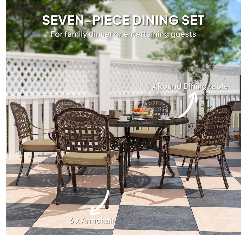 Image 988037_ALTMORE3.jpg, Product 988-037 / Price $1,399.99, Outsunny 7 Pieces Patio Dining Set for 6, Aluminum Patio Table and Chairs from Outsunny on TSC.ca's Home & Garden department