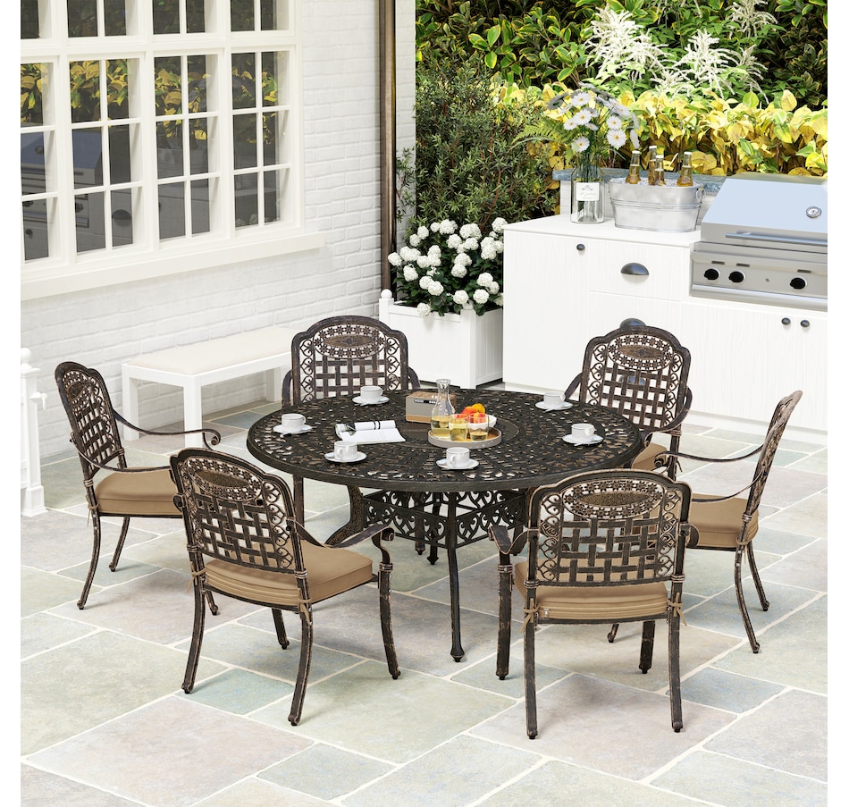 Image 988037_ALTMORE7.jpg, Product 988-037 / Price $1,399.99, Outsunny 7 Pieces Patio Dining Set for 6, Aluminum Patio Table and Chairs from Outsunny on TSC.ca's Home & Garden department
