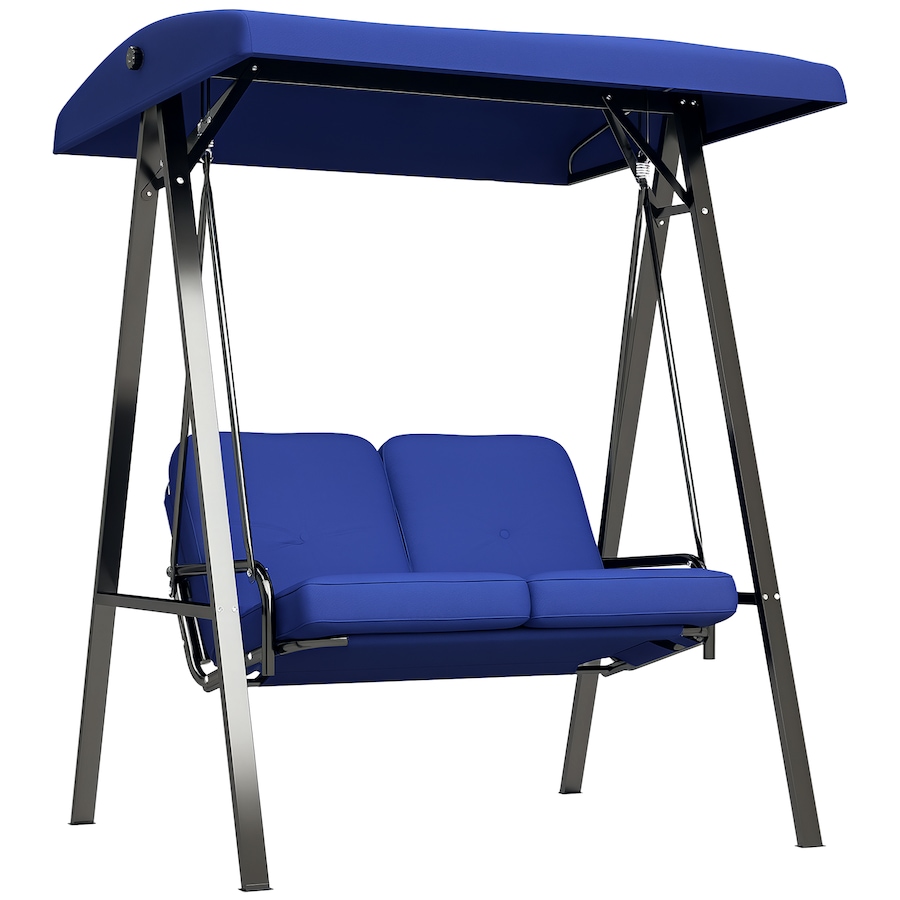 Image 988043.png, Product 988-043 / Price $265.99, Outsunny 2 Seater Outdoor Swing Chair Porch Swing Bench with Canopy, Blue from Outsunny on TSC.ca's Home & Garden department