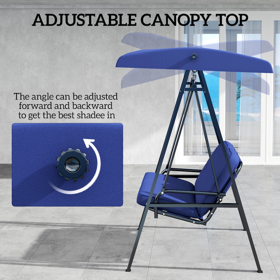 Image 988043_ALTMORE3.jpg, Product 988-043 / Price $265.99, Outsunny 2 Seater Outdoor Swing Chair Porch Swing Bench with Canopy, Blue from Outsunny on TSC.ca's Home & Garden department