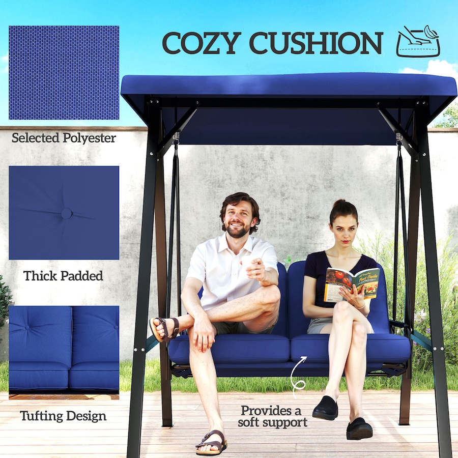 Image 988043_ALTMORE4.jpg, Product 988-043 / Price $265.99, Outsunny 2 Seater Outdoor Swing Chair Porch Swing Bench with Canopy, Blue from Outsunny on TSC.ca's Home & Garden department