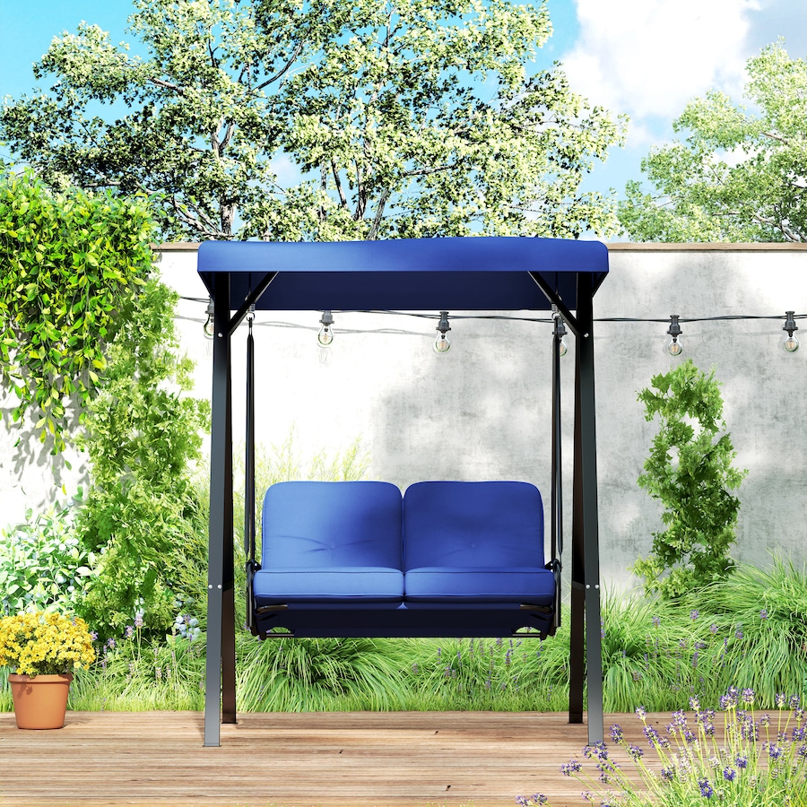 Image 988043_ALTMORE7.jpg, Product 988-043 / Price $265.99, Outsunny 2 Seater Outdoor Swing Chair Porch Swing Bench with Canopy, Blue from Outsunny on TSC.ca's Home & Garden department