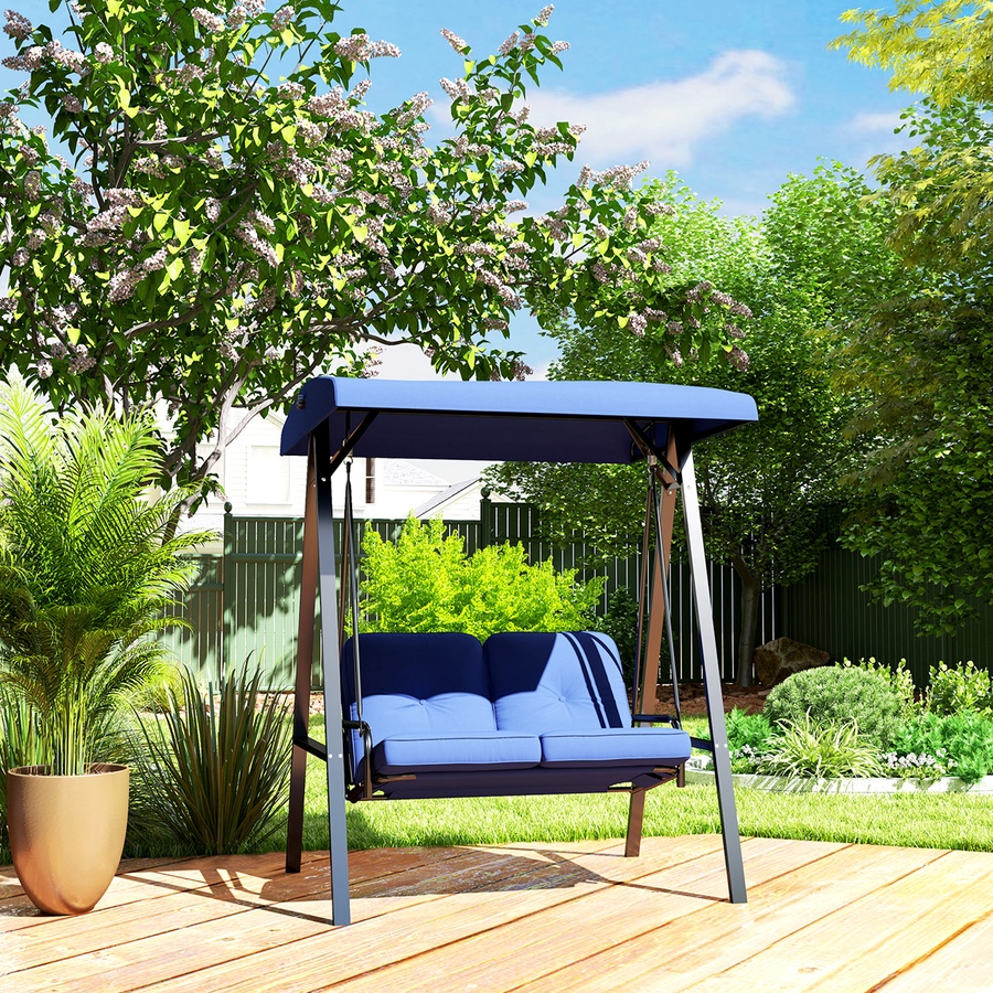 Image 988043_ALTMORE8.jpg, Product 988-043 / Price $265.99, Outsunny 2 Seater Outdoor Swing Chair Porch Swing Bench with Canopy, Blue from Outsunny on TSC.ca's Home & Garden department