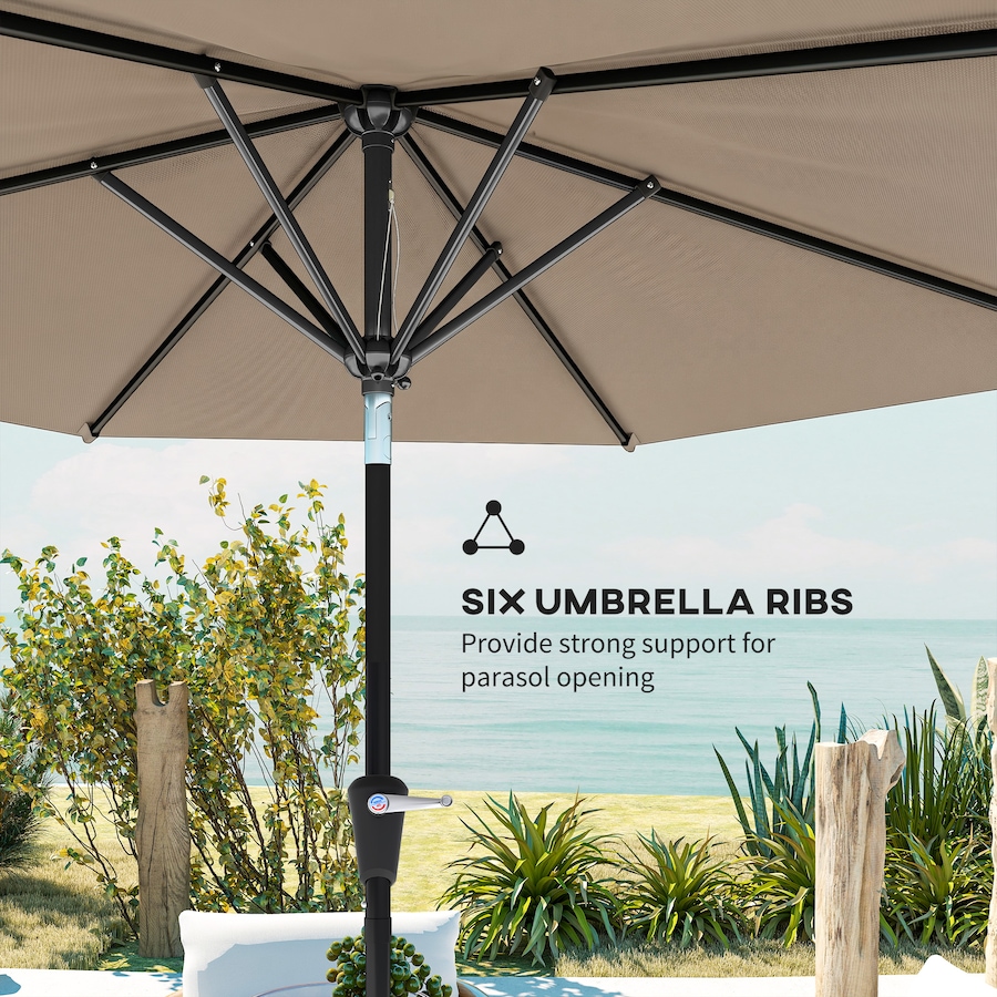 Image 988045_ALTMORE10.jpg, Product 988-045 / Price $69.99, Outsunny Patio Sun Umbrella, Outdoor Parasol with 6 Ribs, Khaki from Outsunny on TSC.ca's Home & Garden department