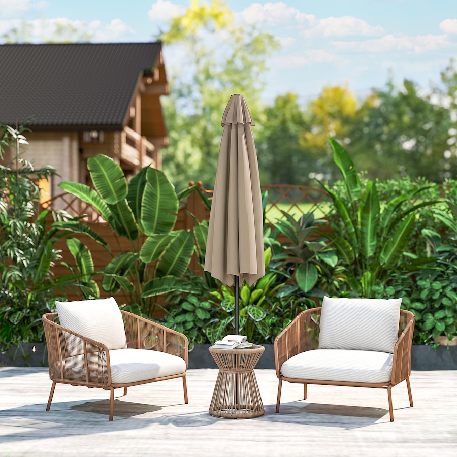 Image 988045_ALTMORE11.jpg, Product 988-045 / Price $69.99, Outsunny Patio Sun Umbrella, Outdoor Parasol with 6 Ribs, Khaki from Outsunny on TSC.ca's Home & Garden department