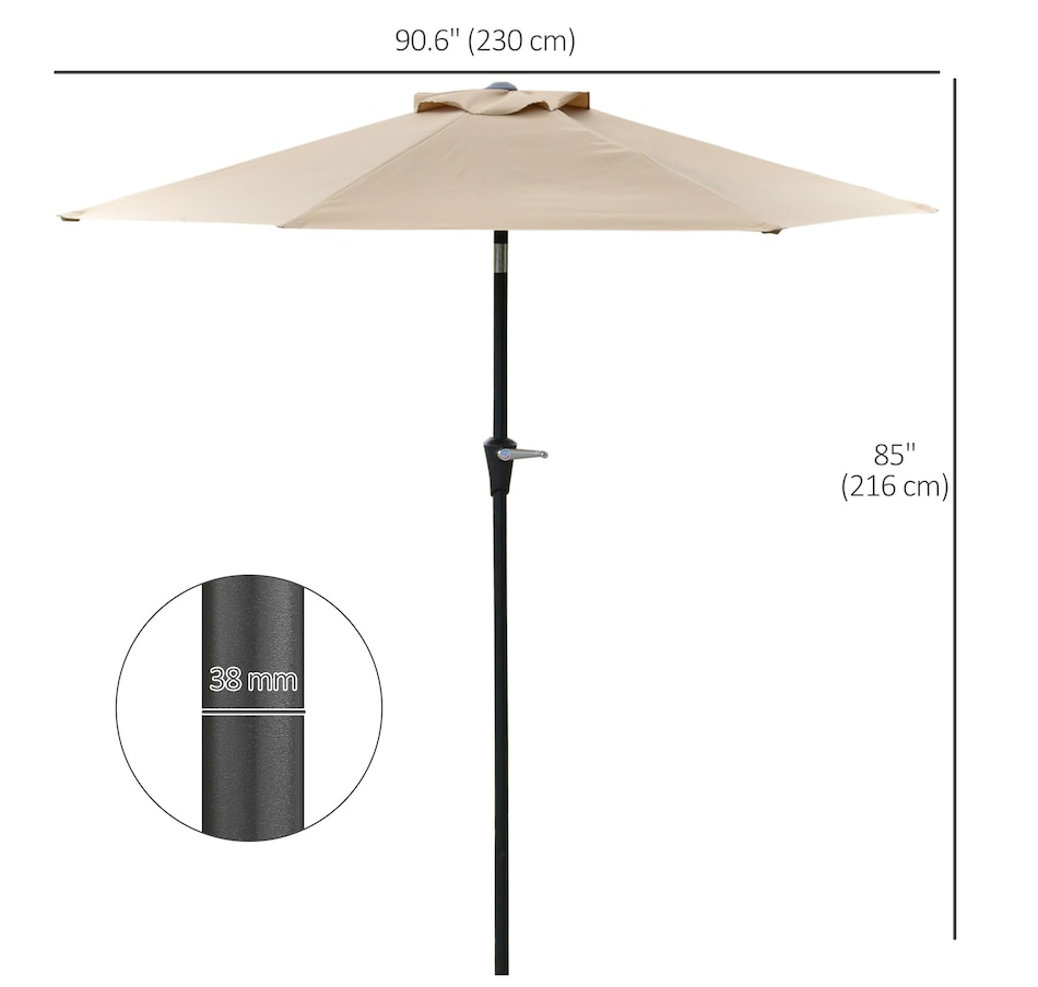 Image 988045_ALTMORE2.jpg, Product 988-045 / Price $59.99, Outsunny Patio Sun Umbrella, Outdoor Parasol with 6 Ribs, Khaki from Outsunny on TSC.ca's Home & Garden department