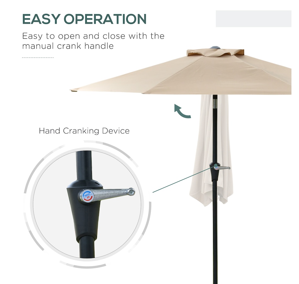 Image 988045_ALTMORE3.jpg, Product 988-045 / Price $59.99, Outsunny Patio Sun Umbrella, Outdoor Parasol with 6 Ribs, Khaki from Outsunny on TSC.ca's Home & Garden department