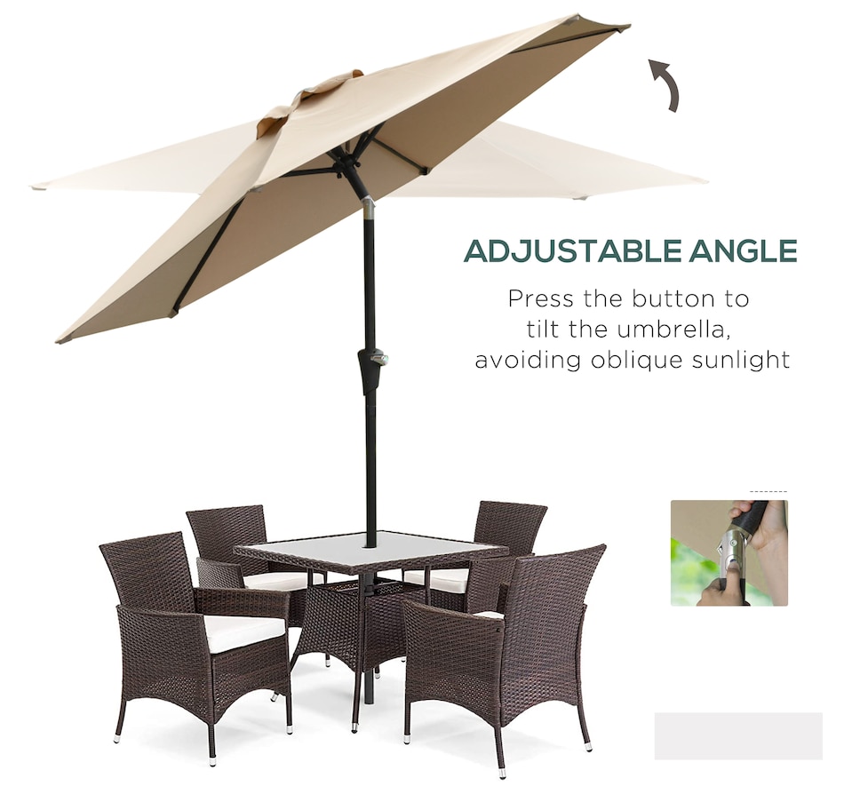 Image 988045_ALTMORE4.jpg, Product 988-045 / Price $59.99, Outsunny Patio Sun Umbrella, Outdoor Parasol with 6 Ribs, Khaki from Outsunny on TSC.ca's Home & Garden department