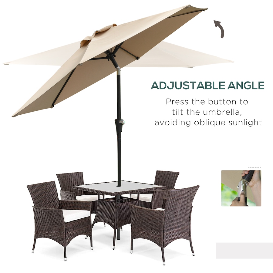 Image 988045_ALTMORE4.jpg, Product 988-045 / Price $69.99, Outsunny Patio Sun Umbrella, Outdoor Parasol with 6 Ribs, Khaki from Outsunny on TSC.ca's Home & Garden department
