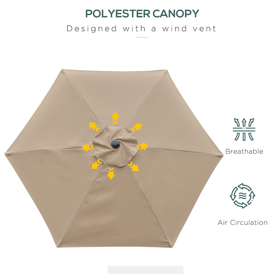 Image 988045_ALTMORE5.jpg, Product 988-045 / Price $69.99, Outsunny Patio Sun Umbrella, Outdoor Parasol with 6 Ribs, Khaki from Outsunny on TSC.ca's Home & Garden department