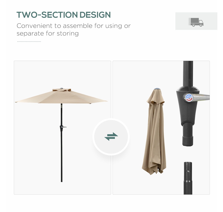 Image 988045_ALTMORE6.jpg, Product 988-045 / Price $59.99, Outsunny Patio Sun Umbrella, Outdoor Parasol with 6 Ribs, Khaki from Outsunny on TSC.ca's Home & Garden department