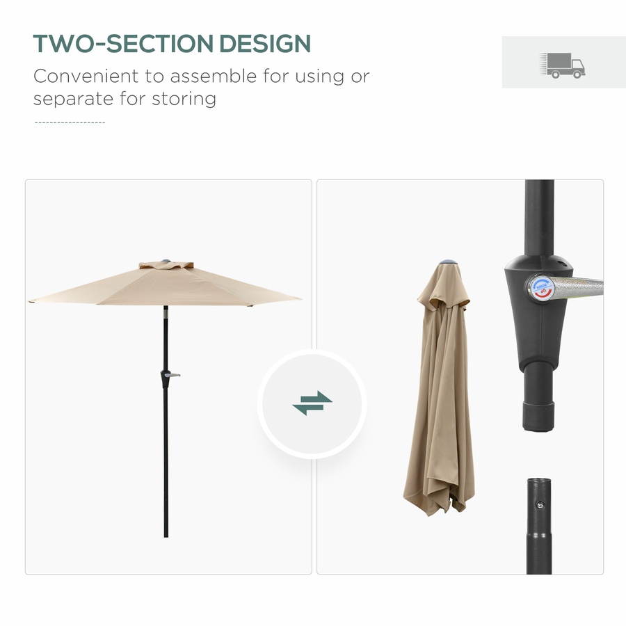 Image 988045_ALTMORE6.jpg, Product 988-045 / Price $69.99, Outsunny Patio Sun Umbrella, Outdoor Parasol with 6 Ribs, Khaki from Outsunny on TSC.ca's Home & Garden department