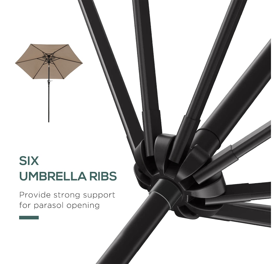 Image 988045_ALTMORE7.jpg, Product 988-045 / Price $59.99, Outsunny Patio Sun Umbrella, Outdoor Parasol with 6 Ribs, Khaki from Outsunny on TSC.ca's Home & Garden department