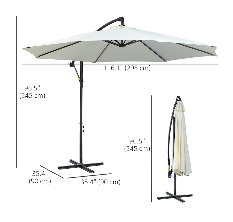 Image 988049_ALTMORE2.jpg, Product 988-049 / Price $119.99, Outsunny 9.7ft Offset Patio Umbrella, Hanging Cantilever Parasol w/ Base from Outsunny on TSC.ca's Home & Garden department