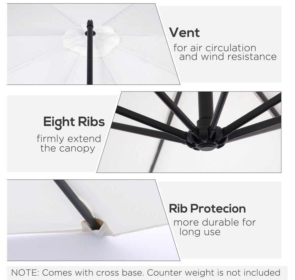 Image 988049_ALTMORE4.jpg, Product 988-049 / Price $119.99, Outsunny 9.7ft Offset Patio Umbrella, Hanging Cantilever Parasol w/ Base from Outsunny on TSC.ca's Home & Garden department