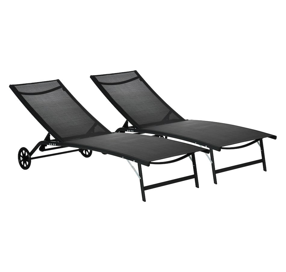 Image 988066.jpg, Product 988-066 / Price $248.99, Outsunny 2PCs Lounge Chairs with Wheels, 5-Level Adjustable Backrest, Black from Outsunny on TSC.ca's Home & Garden department
