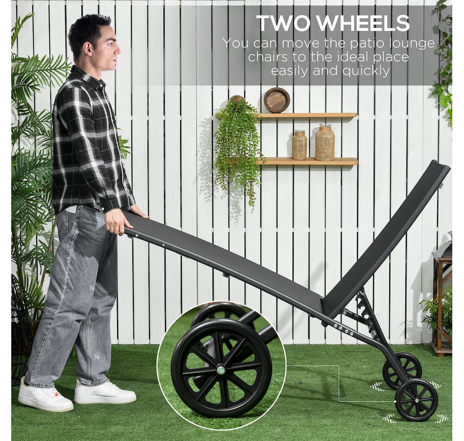Image 988066_ALTMORE5.jpg, Product 988-066 / Price $248.99, Outsunny 2PCs Lounge Chairs with Wheels, 5-Level Adjustable Backrest, Black from Outsunny on TSC.ca's Home & Garden department