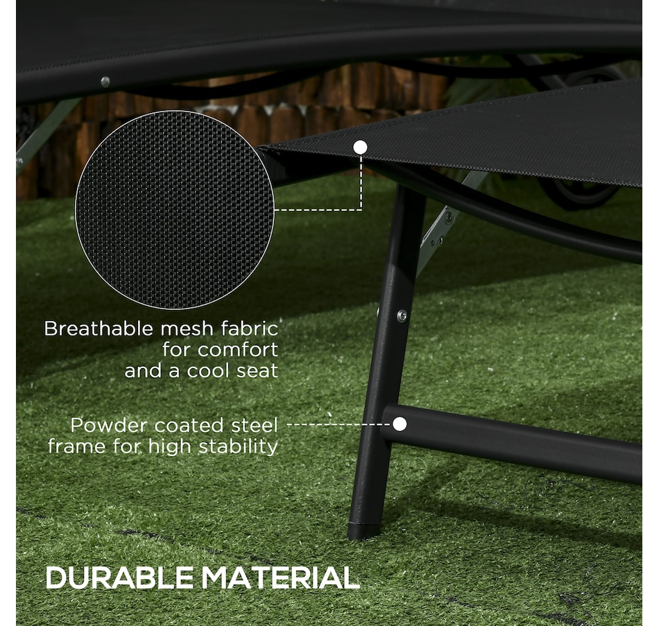 Image 988066_ALTMORE6.jpg, Product 988-066 / Price $248.99, Outsunny 2PCs Lounge Chairs with Wheels, 5-Level Adjustable Backrest, Black from Outsunny on TSC.ca's Home & Garden department