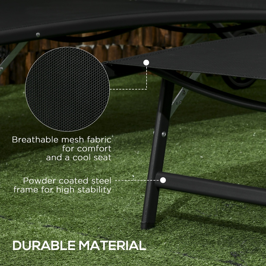 Image 988066_ALTMORE6.jpg, Product 988-066 / Price $239.99, Outsunny 2PCs Lounge Chairs with Wheels, 5-Level Adjustable Backrest, Black from Outsunny on TSC.ca's Home & Garden department