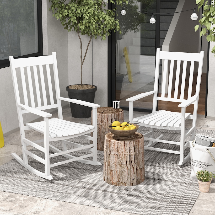 Image 988067_ALTMORE1.jpg, Product 988-067 / Price $255.99, Outsunny Wooden Patio Rocking Chairs Set of 2 w/ Slatted Seat, White from Outsunny on TSC.ca's Home & Garden department