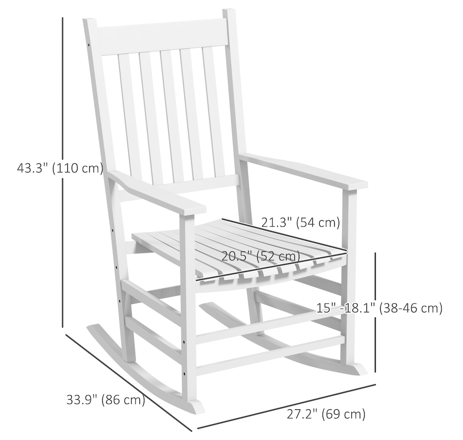 Image 988067_ALTMORE2.jpg, Product 988-067 / Price $249.99, Outsunny Wooden Patio Rocking Chairs Set of 2 w/ Slatted Seat, White from Outsunny on TSC.ca's Home & Garden department
