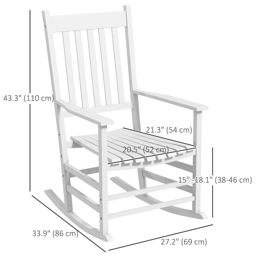 Image 988067_ALTMORE2.jpg, Product 988-067 / Price $255.99, Outsunny Wooden Patio Rocking Chairs Set of 2 w/ Slatted Seat, White from Outsunny on TSC.ca's Home & Garden department