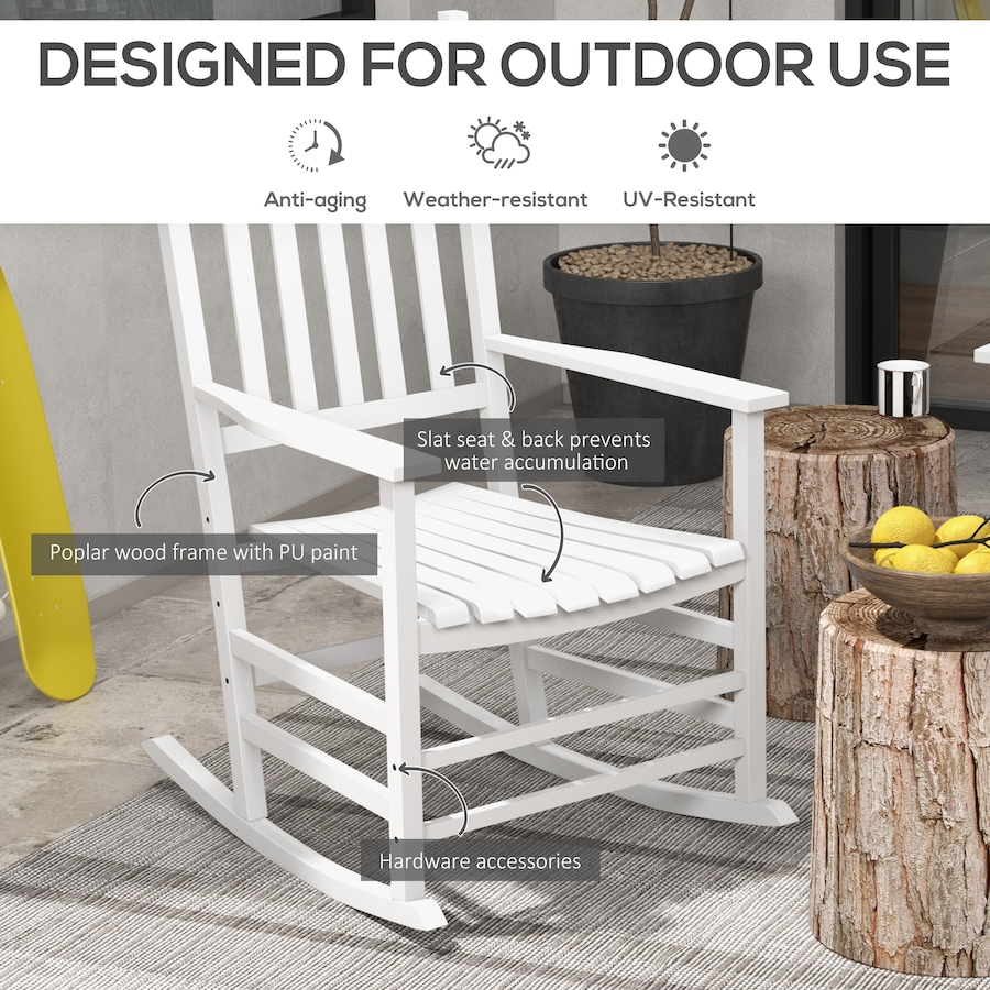 Image 988067_ALTMORE3.jpg, Product 988-067 / Price $255.99, Outsunny Wooden Patio Rocking Chairs Set of 2 w/ Slatted Seat, White from Outsunny on TSC.ca's Home & Garden department