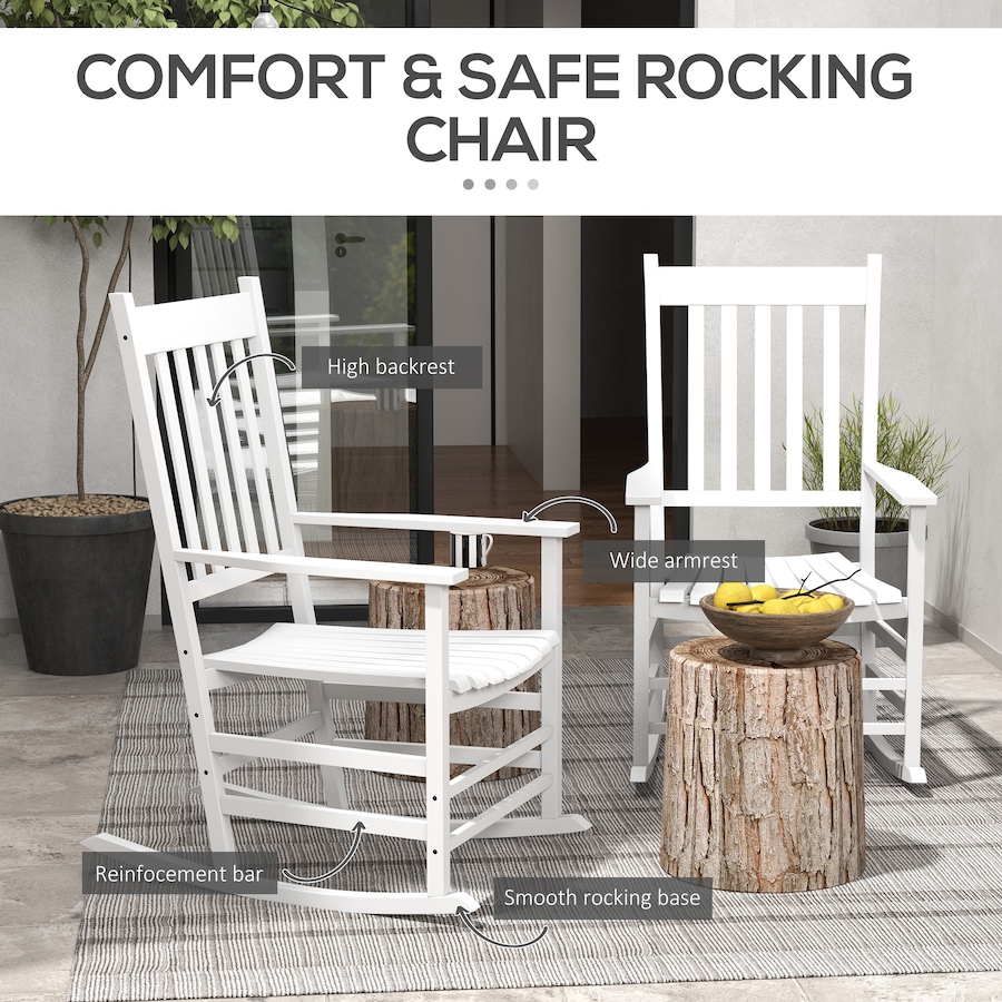 Image 988067_ALTMORE4.jpg, Product 988-067 / Price $255.99, Outsunny Wooden Patio Rocking Chairs Set of 2 w/ Slatted Seat, White from Outsunny on TSC.ca's Home & Garden department