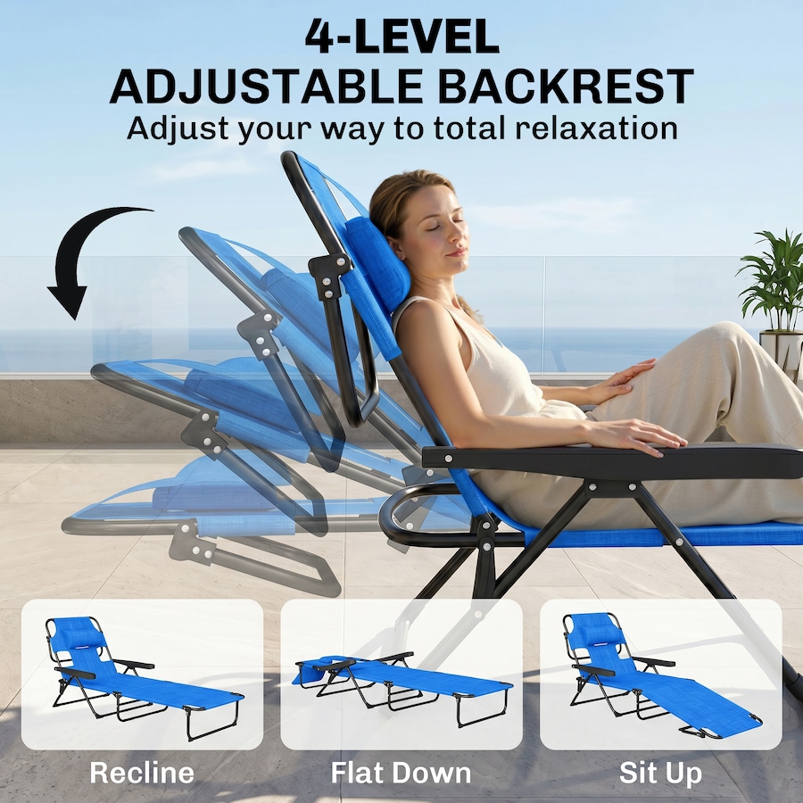 Image 988073_ALTMORE11.jpg, Product 988-073 / Price $99.99, Outsunny Folding Lounge Chair w/ Reclining Back, Tanning Chair, Dark Blue from Outsunny on TSC.ca's Home & Garden department