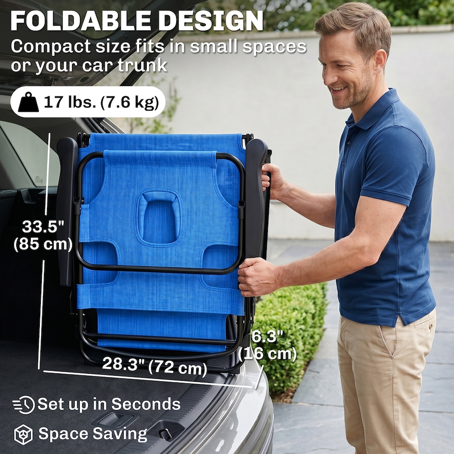 Image 988073_ALTMORE13.jpg, Product 988-073 / Price $99.99, Outsunny Folding Lounge Chair w/ Reclining Back, Tanning Chair, Dark Blue from Outsunny on TSC.ca's Home & Garden department