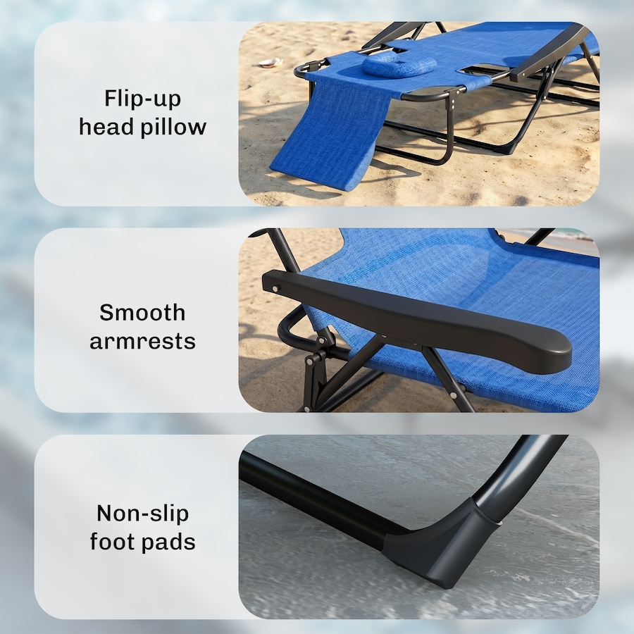 Image 988073_ALTMORE14.jpg, Product 988-073 / Price $99.99, Outsunny Folding Lounge Chair w/ Reclining Back, Tanning Chair, Dark Blue from Outsunny on TSC.ca's Home & Garden department
