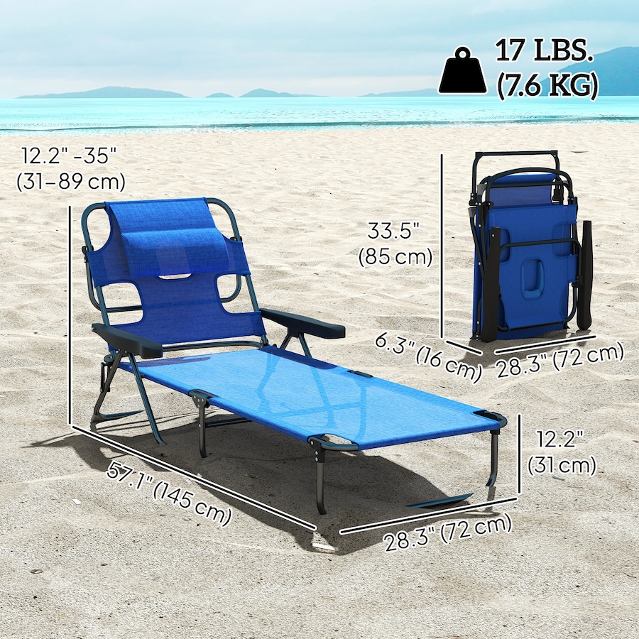 Image 988073_ALTMORE2.jpg, Product 988-073 / Price $99.99, Outsunny Folding Lounge Chair w/ Reclining Back, Tanning Chair, Dark Blue from Outsunny on TSC.ca's Home & Garden department