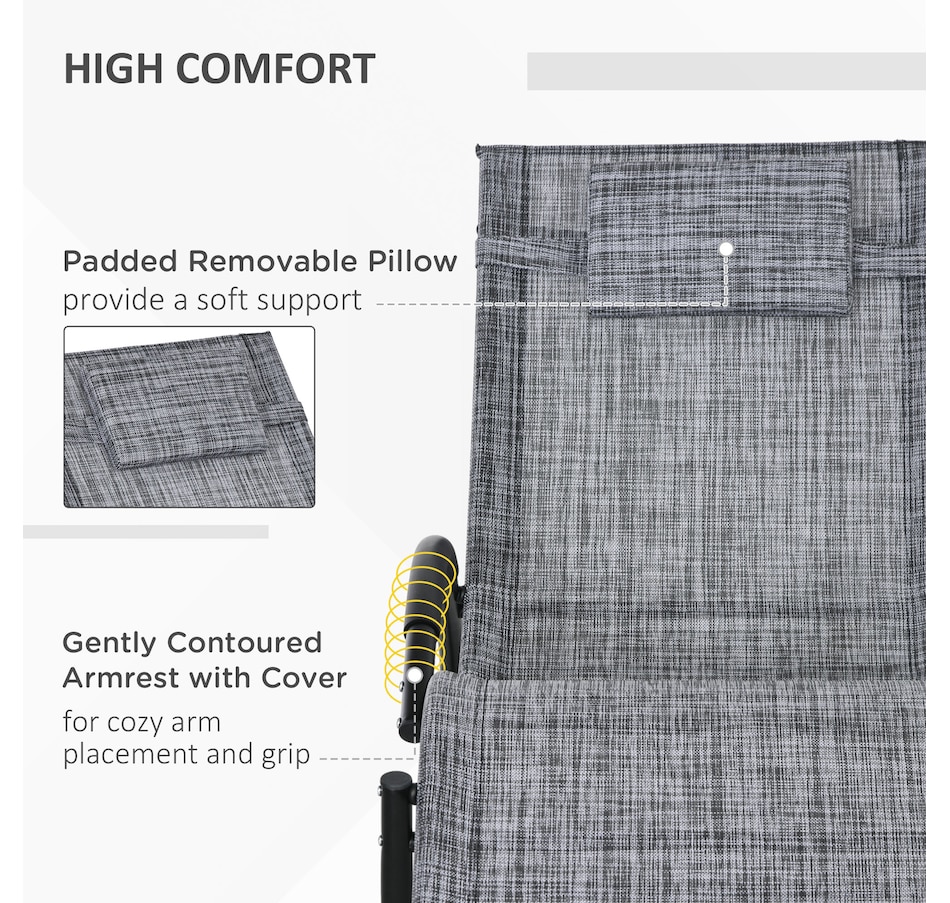 Image 988081_ALTMORE3.jpg, Product 988-081 / Price $94.99, Outsunny Patio Rocking Chair Zero Gravity Rocker with Mesh Seat, Grey from Outsunny on TSC.ca's Home & Garden department