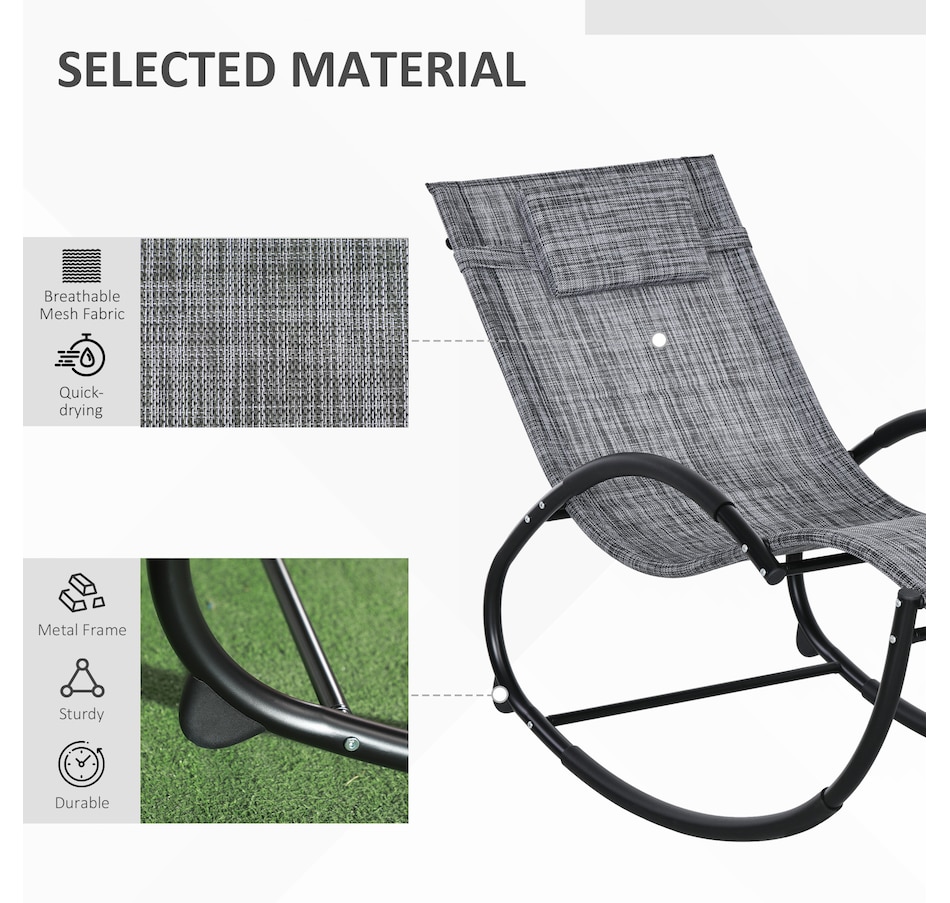 Image 988081_ALTMORE6.jpg, Product 988-081 / Price $94.99, Outsunny Patio Rocking Chair Zero Gravity Rocker with Mesh Seat, Grey from Outsunny on TSC.ca's Home & Garden department