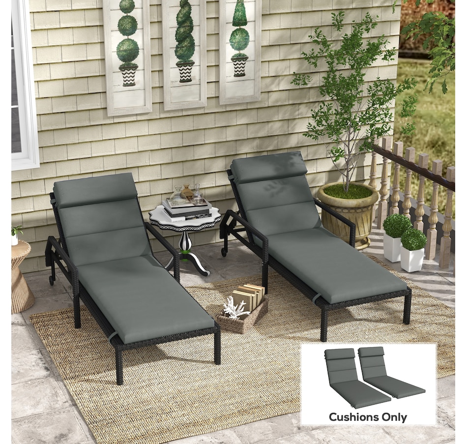Image 988082_ALTMORE1.jpg, Product 988-082 / Price $169.99, Outsunny Outdoor Lounge Chair Cushions with Back Ties, Set of 2, Grey from Outsunny on TSC.ca's Home & Garden department