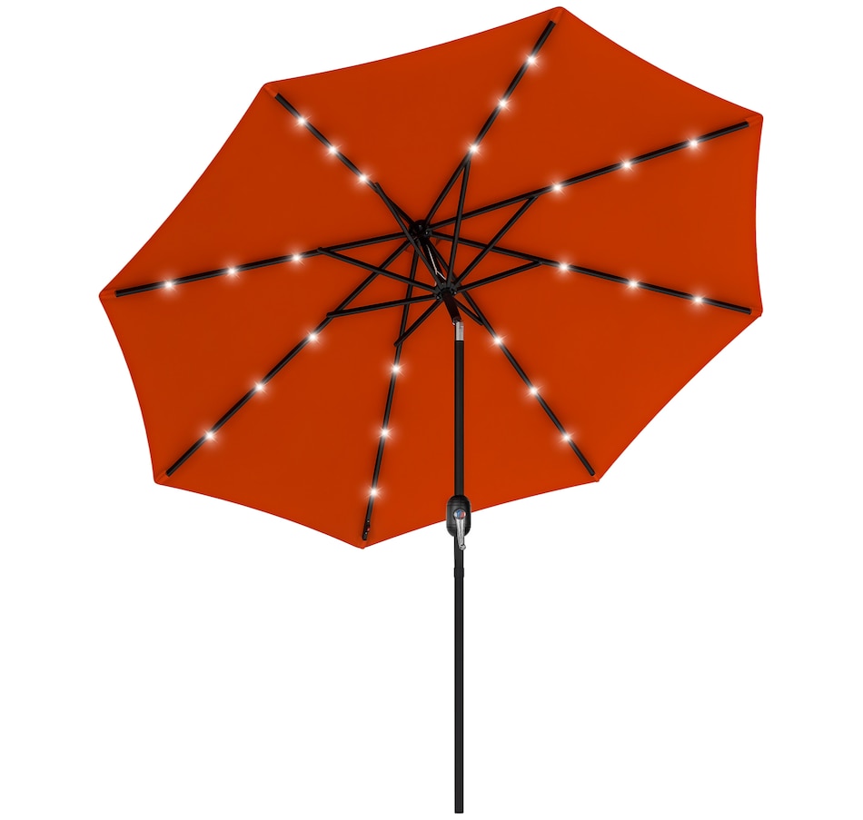Image 988083.jpg, Product 988-083 / Price $99.99, Outsunny 9ft Solar Patio Umbrella with LED Lights Tilt Canopy, Orange from Outsunny on TSC.ca's Home & Garden department