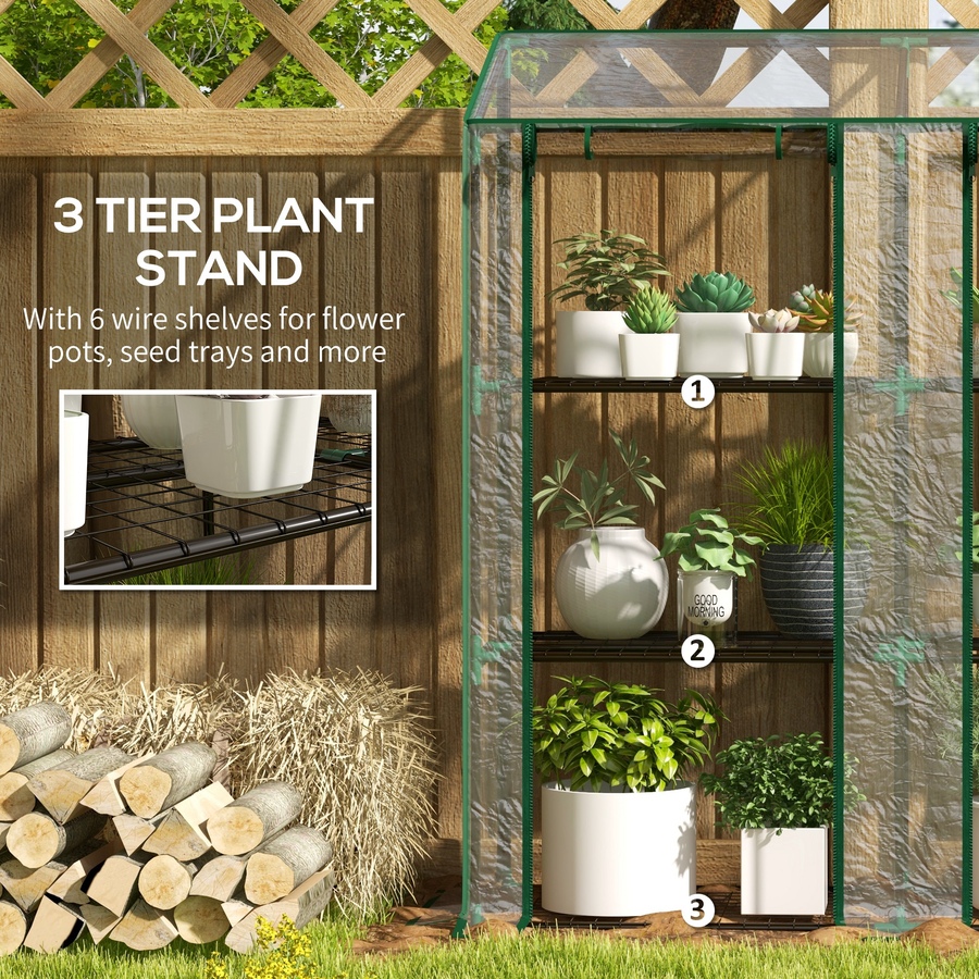 Image 988087_ALTMORE4.jpg, Product 988-087 / Price $62.99, Outsunny Mini Greenhouse with 3 Tier 6 Shelves Portable Green House, Clear from Outsunny on TSC.ca's Home & Garden department