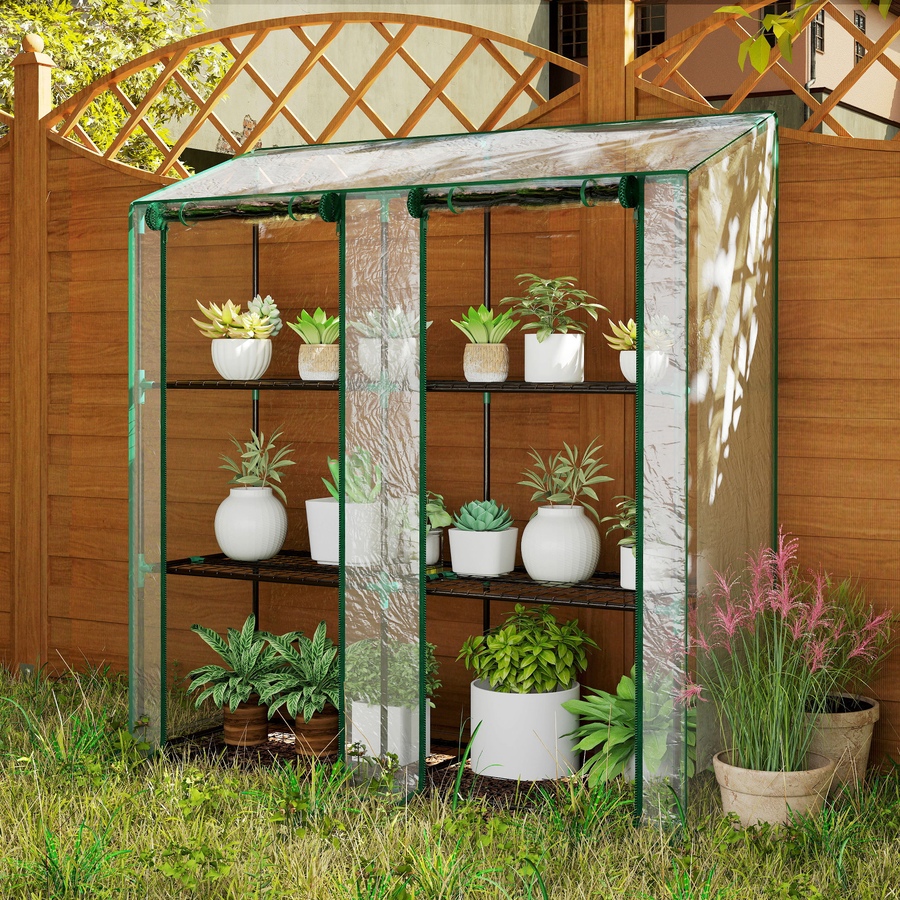 Image 988087_ALTMORE7.jpg, Product 988-087 / Price $62.99, Outsunny Mini Greenhouse with 3 Tier 6 Shelves Portable Green House, Clear from Outsunny on TSC.ca's Home & Garden department