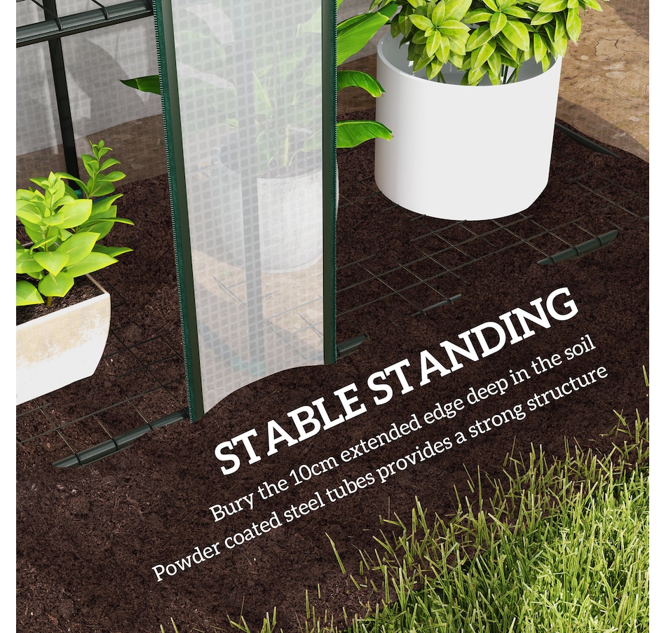 Image 988088_ALTMORE6.jpg, Product 988-088 / Price $89.99, Outsunny Lean-to Mini Greenhouse w/ 3 Tier Shelves, 3 Roll-Up Doors, White from Outsunny on TSC.ca's Home & Garden department